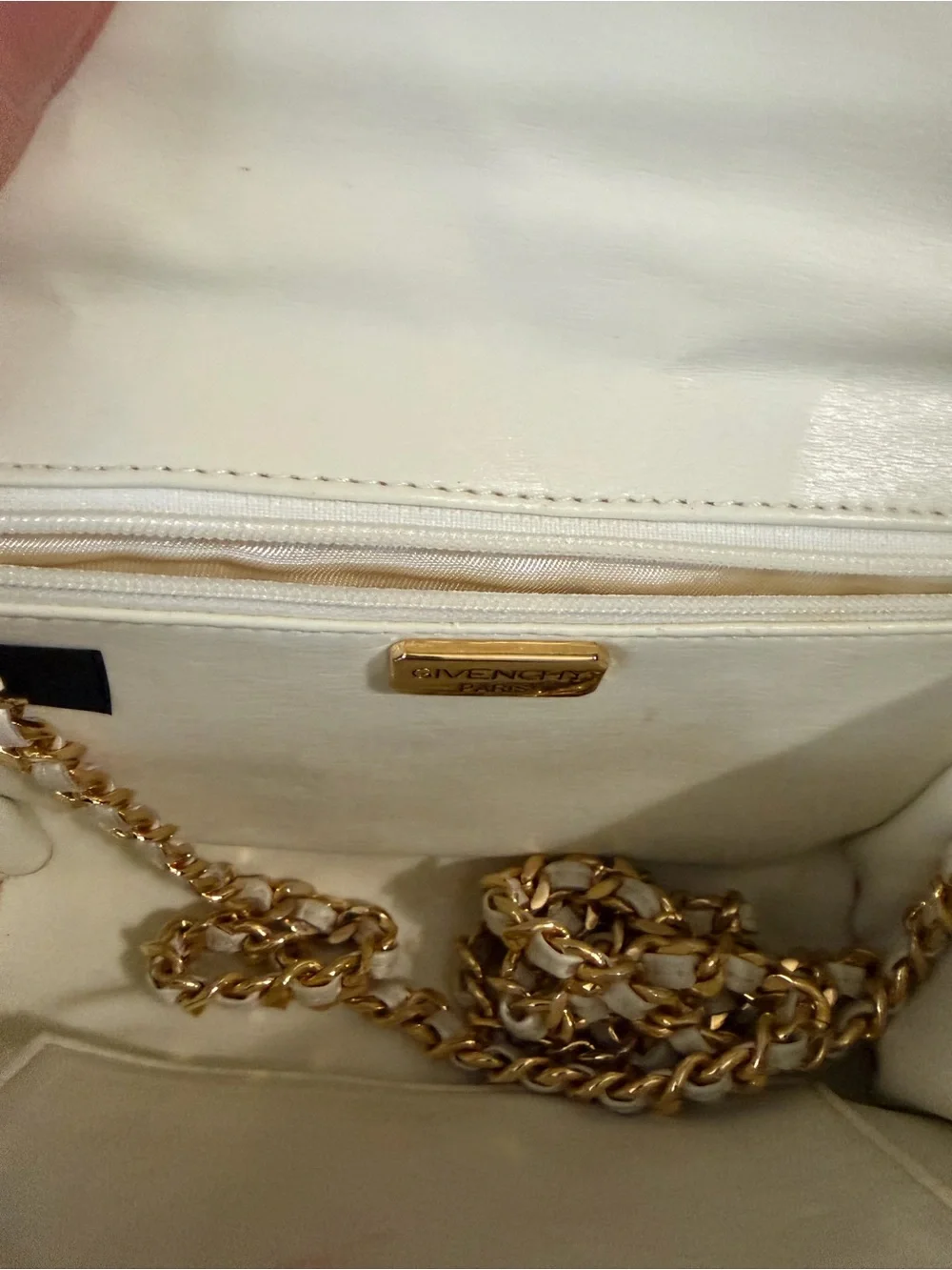 Givenchy Quilted Cream Leather Fold-Over Clutch with Gold Square Logo